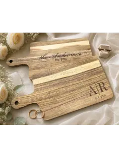 Personalized Cutting Board Wedding Gift, Engraved Charcuterie for Couple, Custom Housewarming Bridal Shower Gift