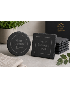 Executive Slate Coasters with Custom Logo | Luxury Corporate Gifts | Engraved Office & Client Drink Coasters
