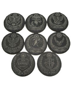 Engraved Military Slate Coasters, Veteran Gift, All Branches Available