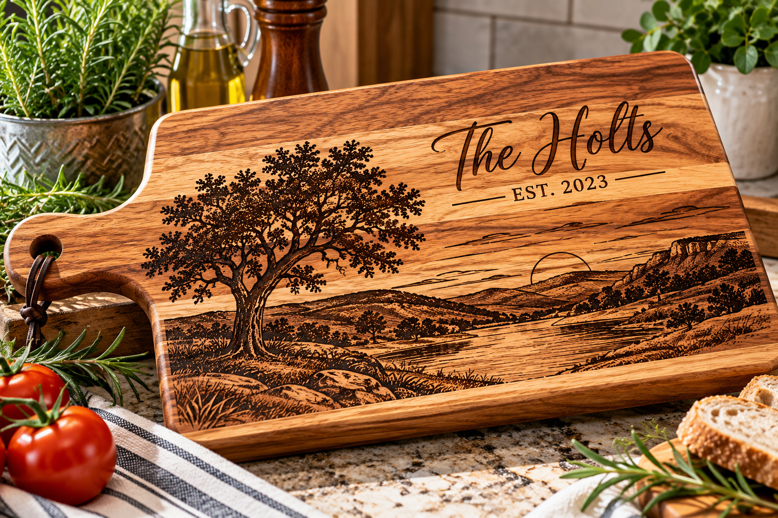 Custom engraved wooden cutting board